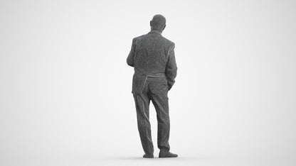 photogrammetry 3D senior man business mix, realistic human model archviz FBX, wireframe front view