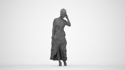 3D scanned woman formalaffairs formal, photorealistic archviz people for Enscape and SketchUp, wireframe back view