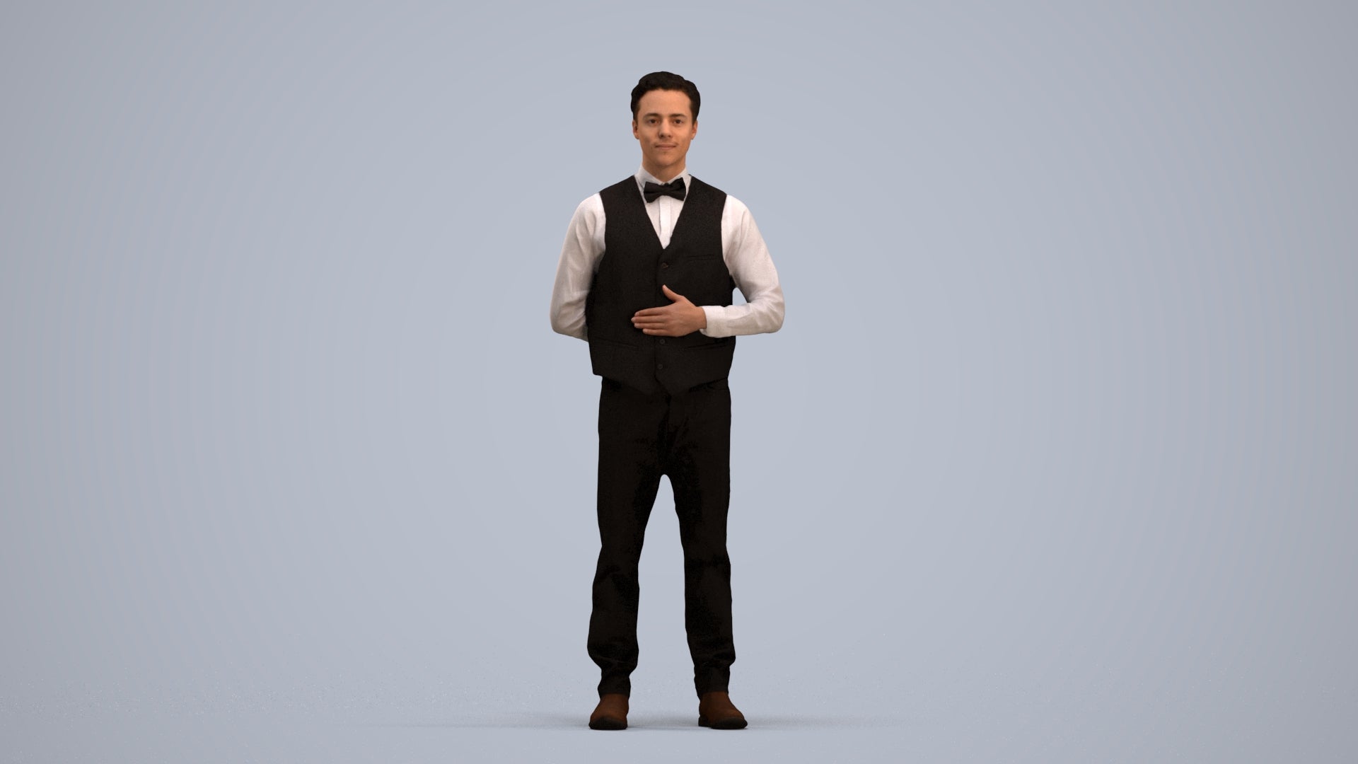 scanned 3D man hospitality, photogrammetry people for Enscape and V-Ray, standing pose render