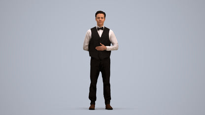 scanned 3D man hospitality, photogrammetry people for Enscape and V-Ray, standing pose render