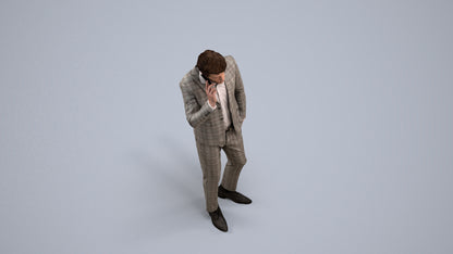 3D human model man business, photogrammetry scanned person for archviz, back view render