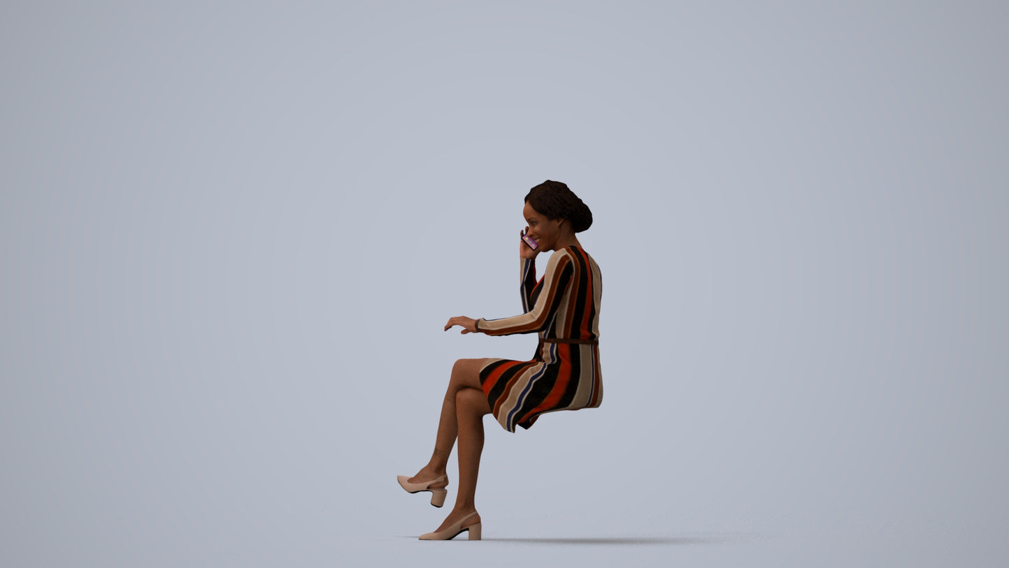 photogrammetry 3D woman casual business, realistic human model archviz FBX, three-quarter view render