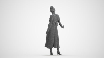 3D people model woman formal door, scanned human for 3ds Max rendering, wireframe front view