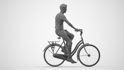 realistic 3D people man casual cycling, render-ready for V-Ray and Corona, FBX OBJ, wireframe side view