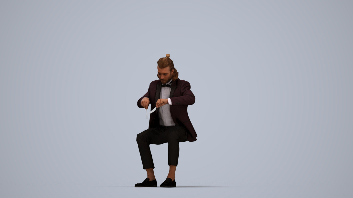 3D scanned man formalaffairs casual, photorealistic archviz people for Enscape and SketchUp, top-down view render