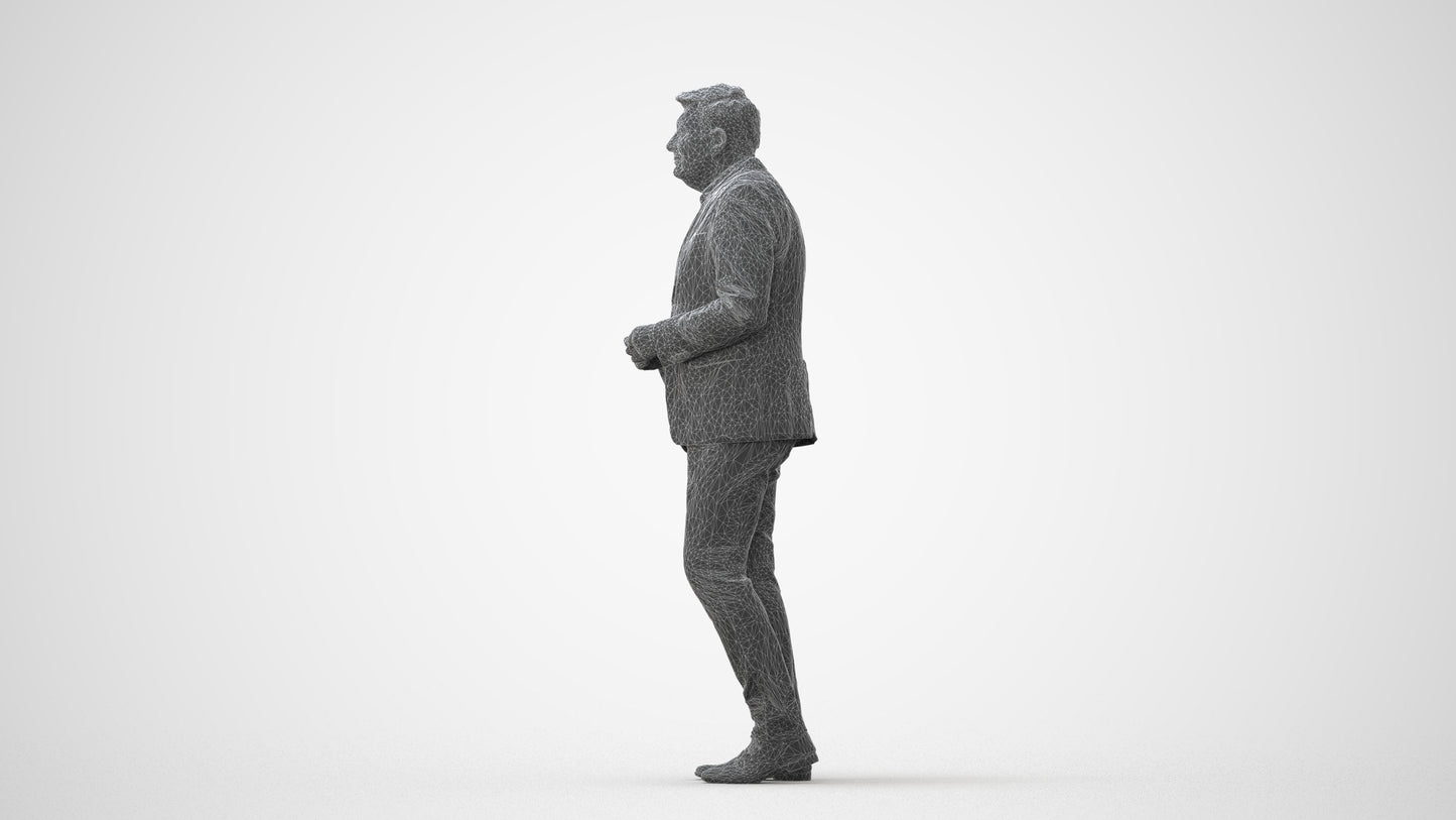 realistic 3D human man business standing, archviz people FBX OBJ for Blender, square thumbnail