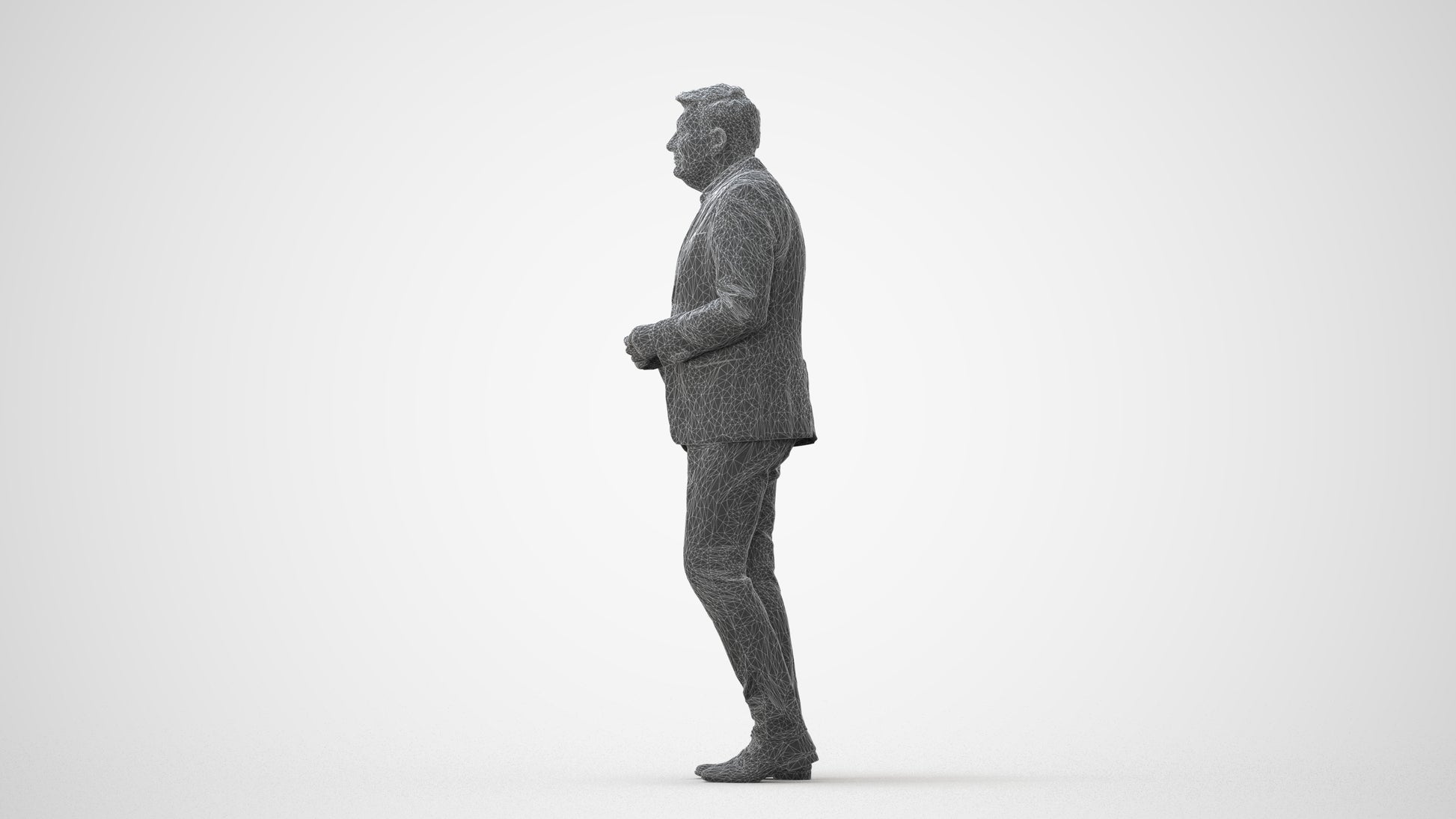 realistic 3D human man business standing, archviz people FBX OBJ for Blender, square thumbnail