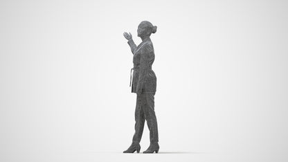 realistic 3D woman business, scanned archviz people for Blender and 3ds Max, wireframe back view
