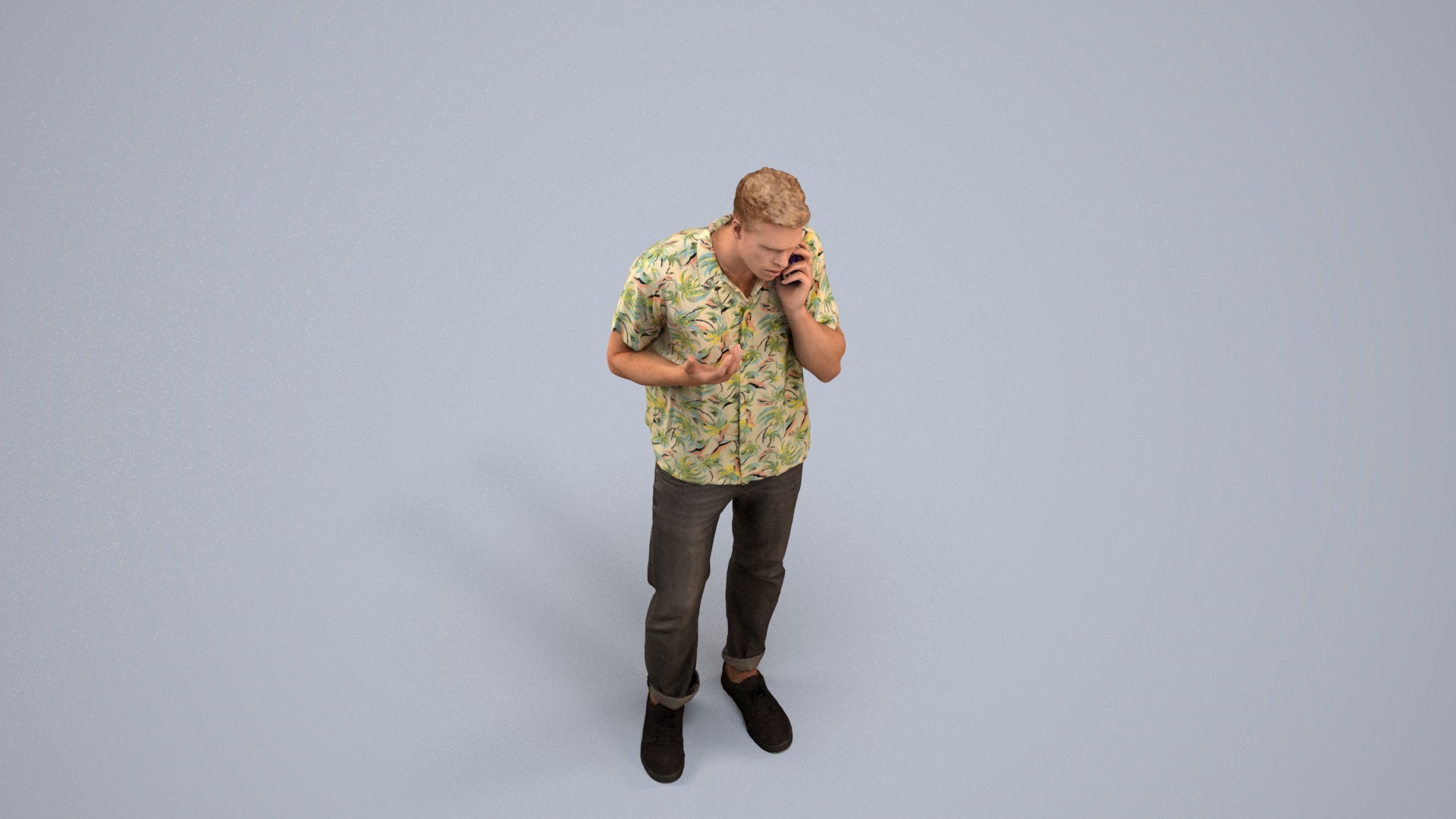 photogrammetry 3D man casual standing, realistic human model archviz FBX, back view render