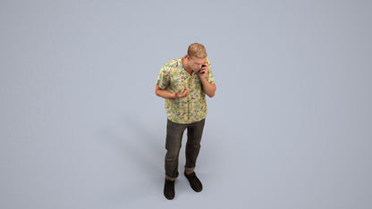 photogrammetry 3D man casual standing, realistic human model archviz FBX, back view render