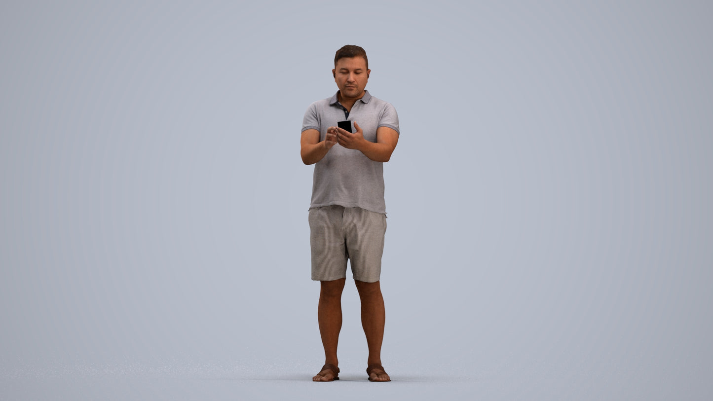 realistic 3D human man casual standing, archviz people FBX OBJ for Blender, standing pose render