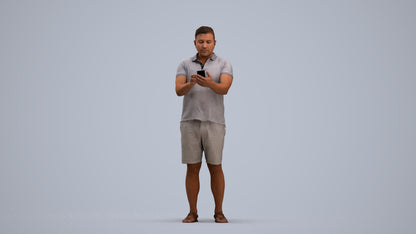 realistic 3D human man casual standing, archviz people FBX OBJ for Blender, standing pose render