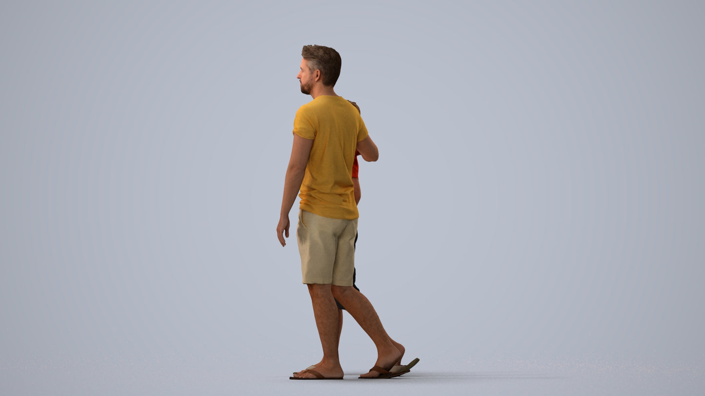 realistic 3D human boy casual kids, archviz people FBX OBJ for Blender, three-quarter view render