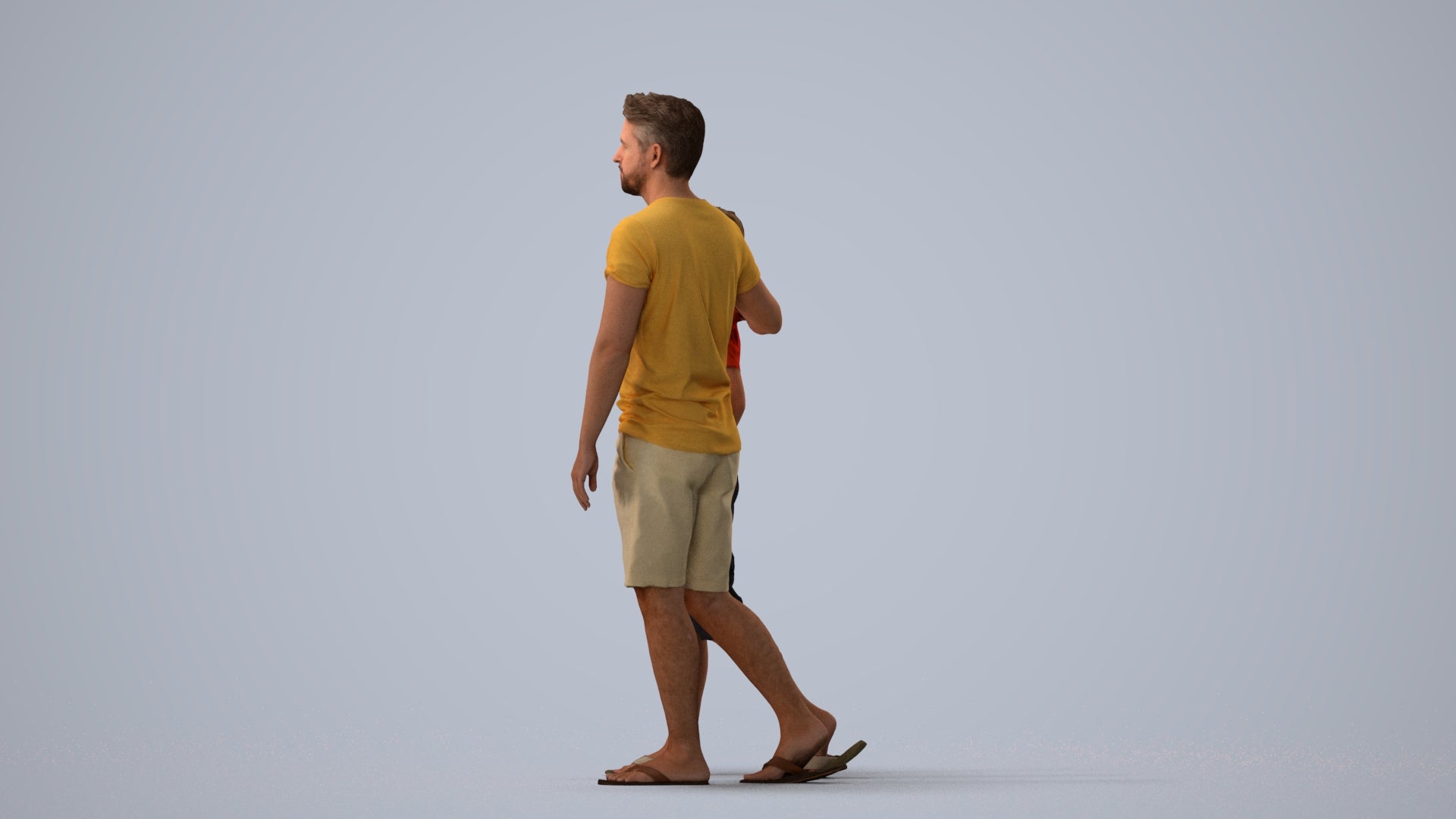 realistic 3D human boy casual kids, archviz people FBX OBJ for Blender, three-quarter view render