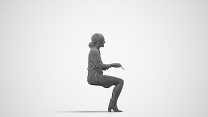 photogrammetry 3D woman casual business, realistic human model archviz FBX, wireframe side view