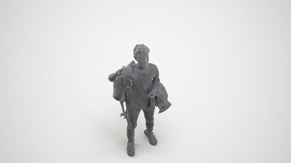 3D people model man casual standing, scanned human for 3ds Max rendering, wireframe three-quarter view