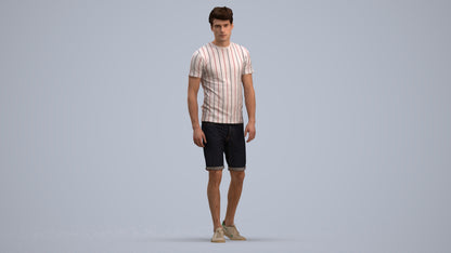 photogrammetry 3D man casual walking, realistic human model archviz FBX, standing pose render
