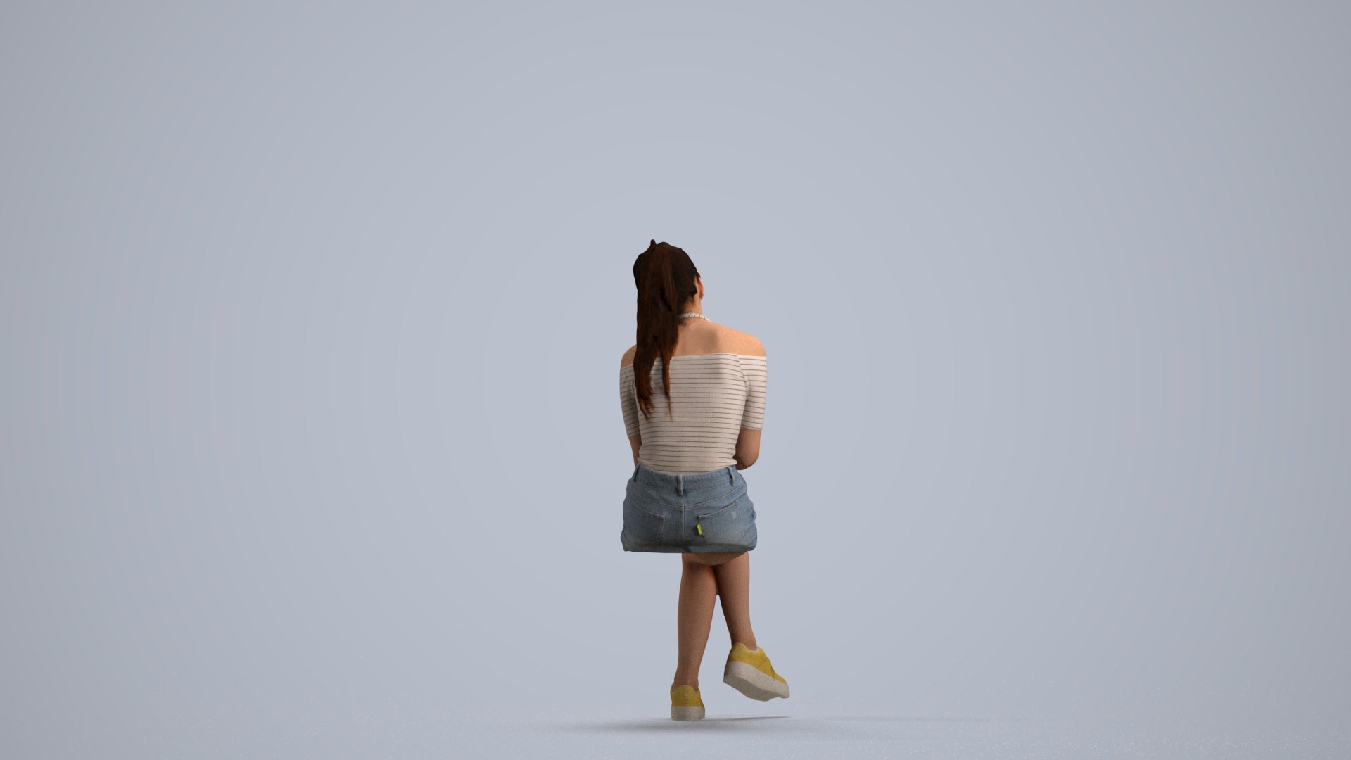 realistic 3D people woman casual sitting, render-ready for V-Ray and Corona, FBX OBJ, front view render