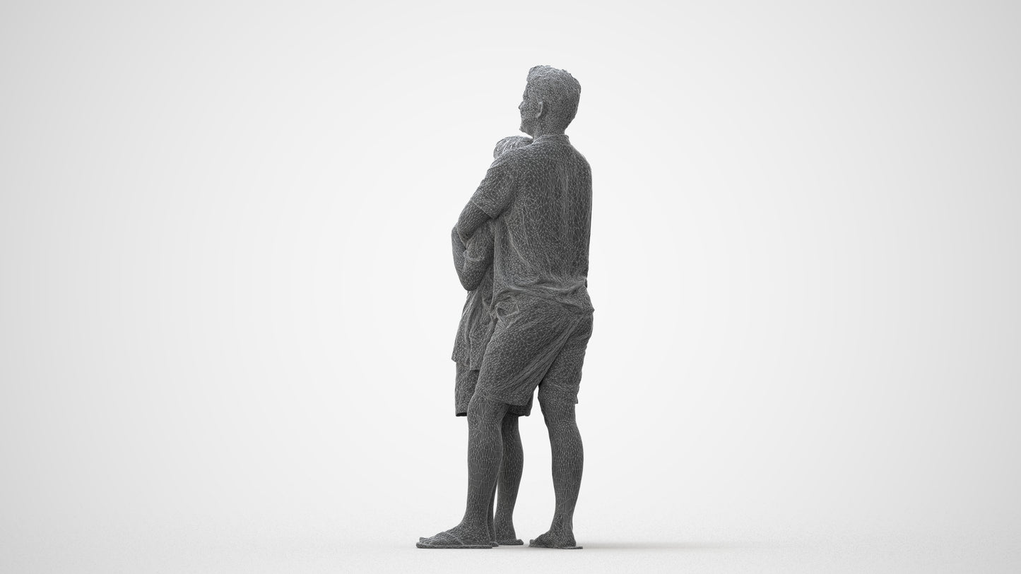 3D people model boy standing, scanned human for 3ds Max rendering, square thumbnail