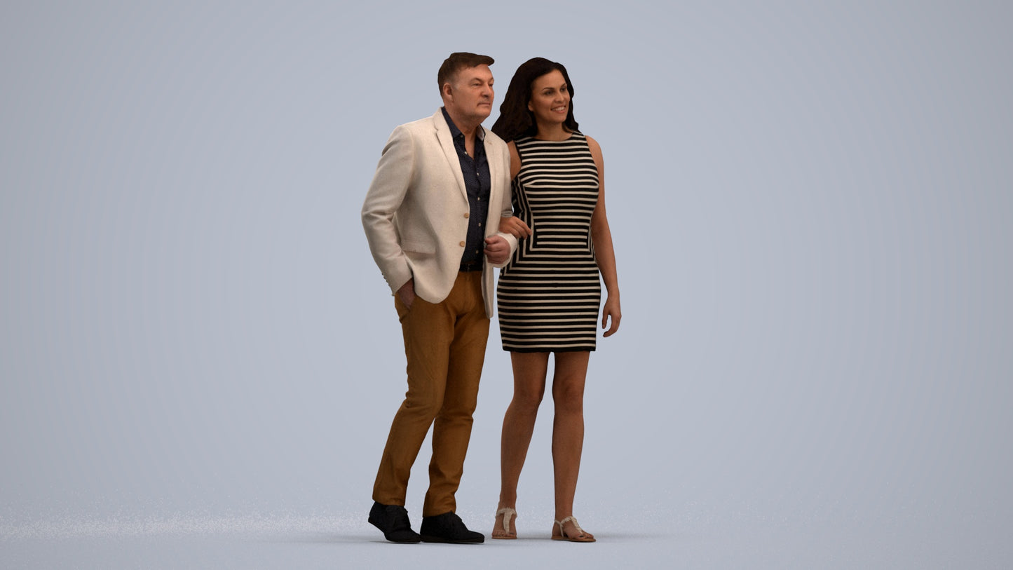 3D human model woman casual kids, photogrammetry scanned person for archviz, standing pose render