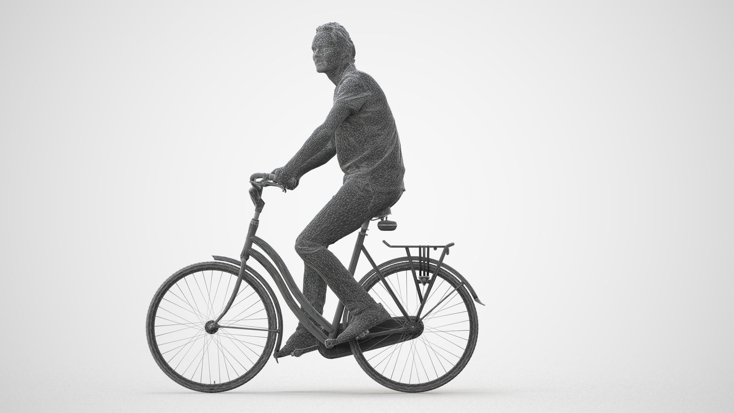 3D scanned man cycling casual, photorealistic archviz people for Enscape and SketchUp, square thumbnail