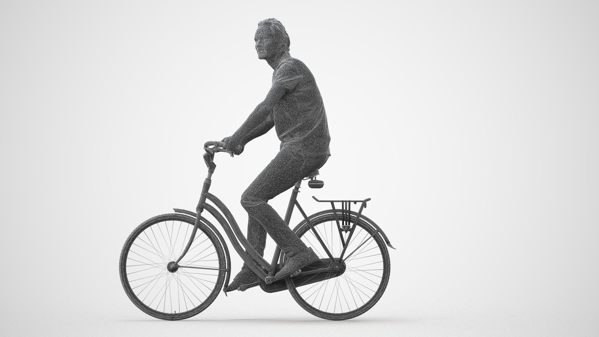 3D scanned man cycling casual, photorealistic archviz people for Enscape and SketchUp, square thumbnail