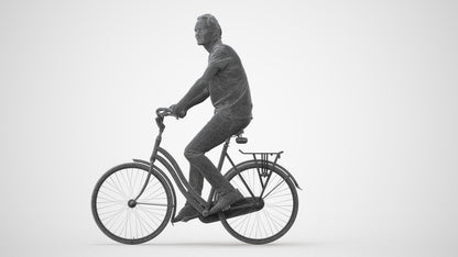 3D scanned man cycling casual, photorealistic archviz people for Enscape and SketchUp, square thumbnail