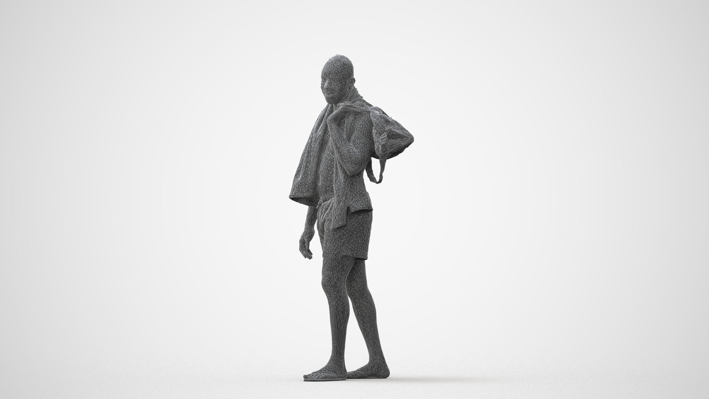 realistic 3D human man pool, archviz people FBX OBJ for Blender, square thumbnail