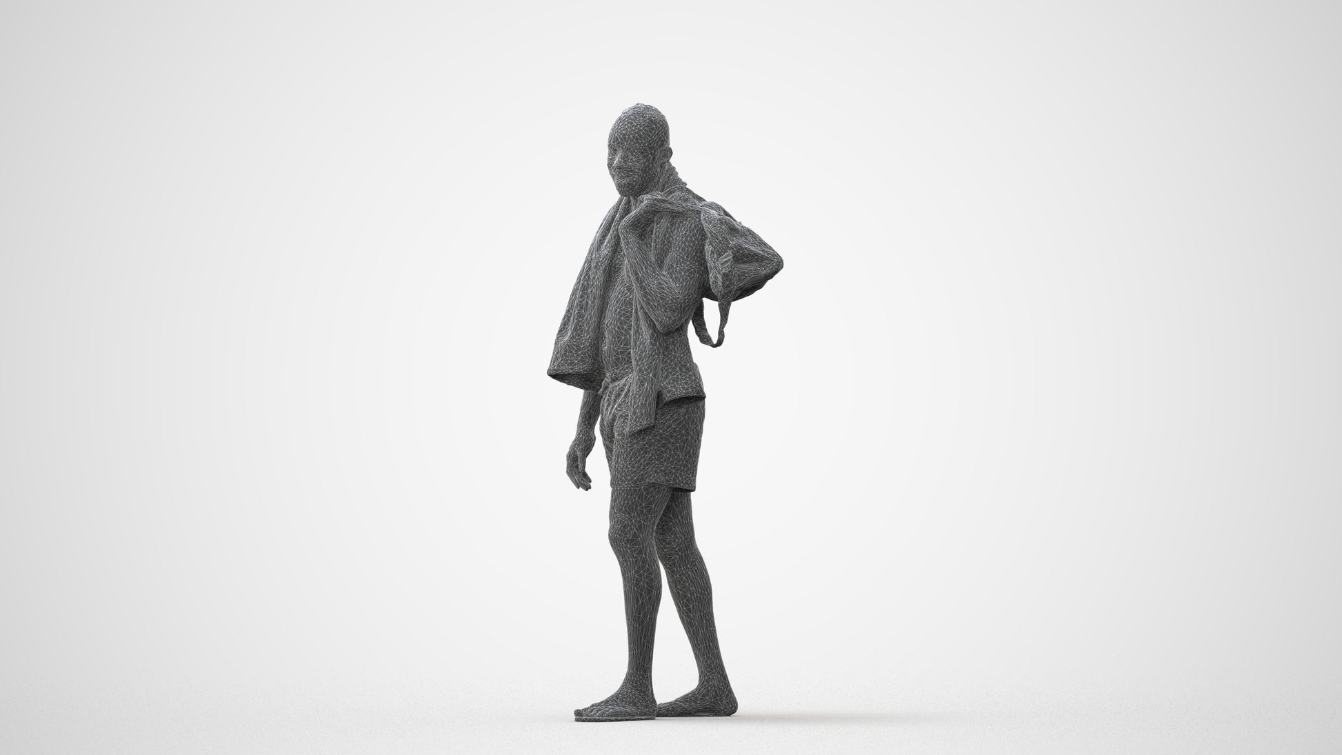 realistic 3D human man pool, archviz people FBX OBJ for Blender, square thumbnail