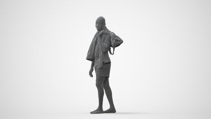 realistic 3D human man pool, archviz people FBX OBJ for Blender, square thumbnail