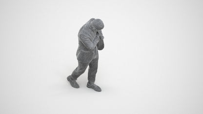realistic 3D human man business walking, archviz people FBX OBJ for Blender, wireframe three-quarter view