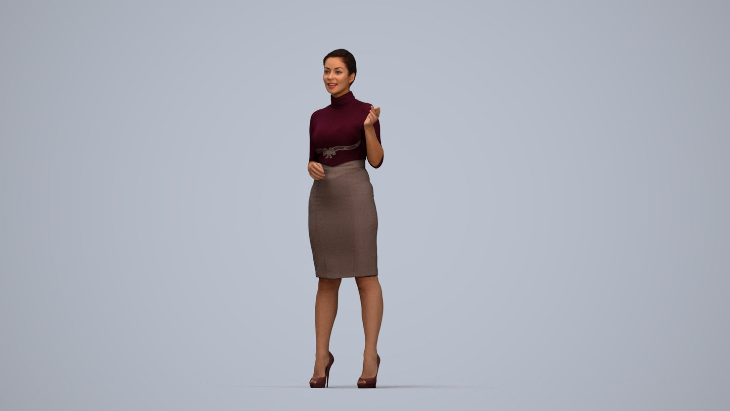 realistic 3D woman business, scanned archviz people for Blender and 3ds Max, top-down view render