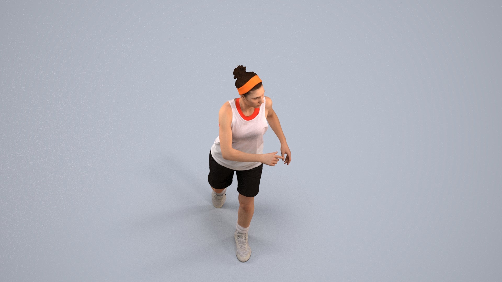 realistic 3D woman sport, scanned archviz people for Blender and 3ds Max, back view render