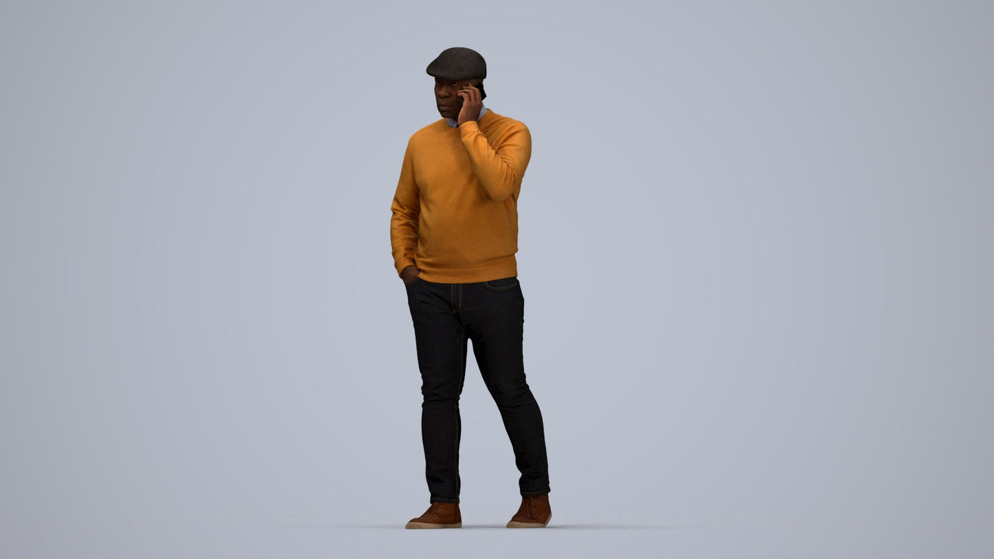 realistic 3D human man casual walking, archviz people FBX OBJ for Blender, top-down view render