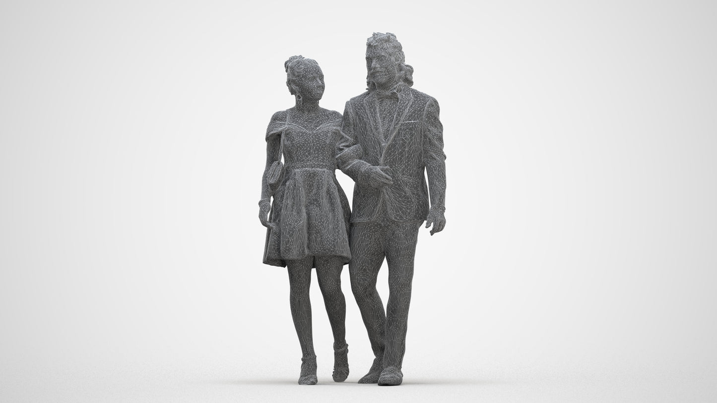 photogrammetry 3D woman formal couple, realistic human model archviz FBX, three-quarter front view render