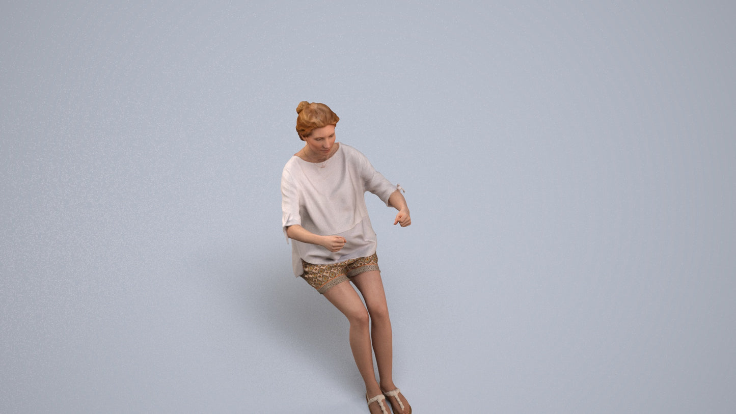 3D scanned woman driving casual, photorealistic archviz people for Enscape and SketchUp, back view render