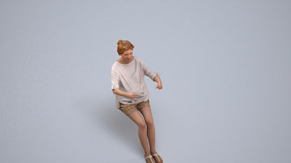 3D scanned woman driving casual, photorealistic archviz people for Enscape and SketchUp, back view render