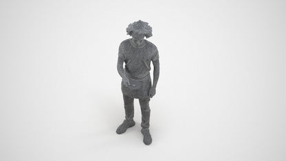 realistic 3D human man door, archviz people FBX OBJ for Blender, wireframe three-quarter view