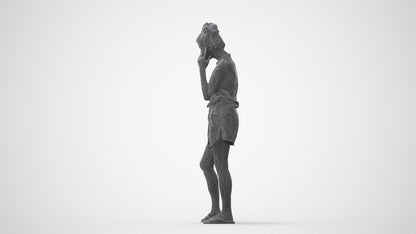 realistic 3D human woman casual standing, archviz people FBX OBJ for Blender, square thumbnail
