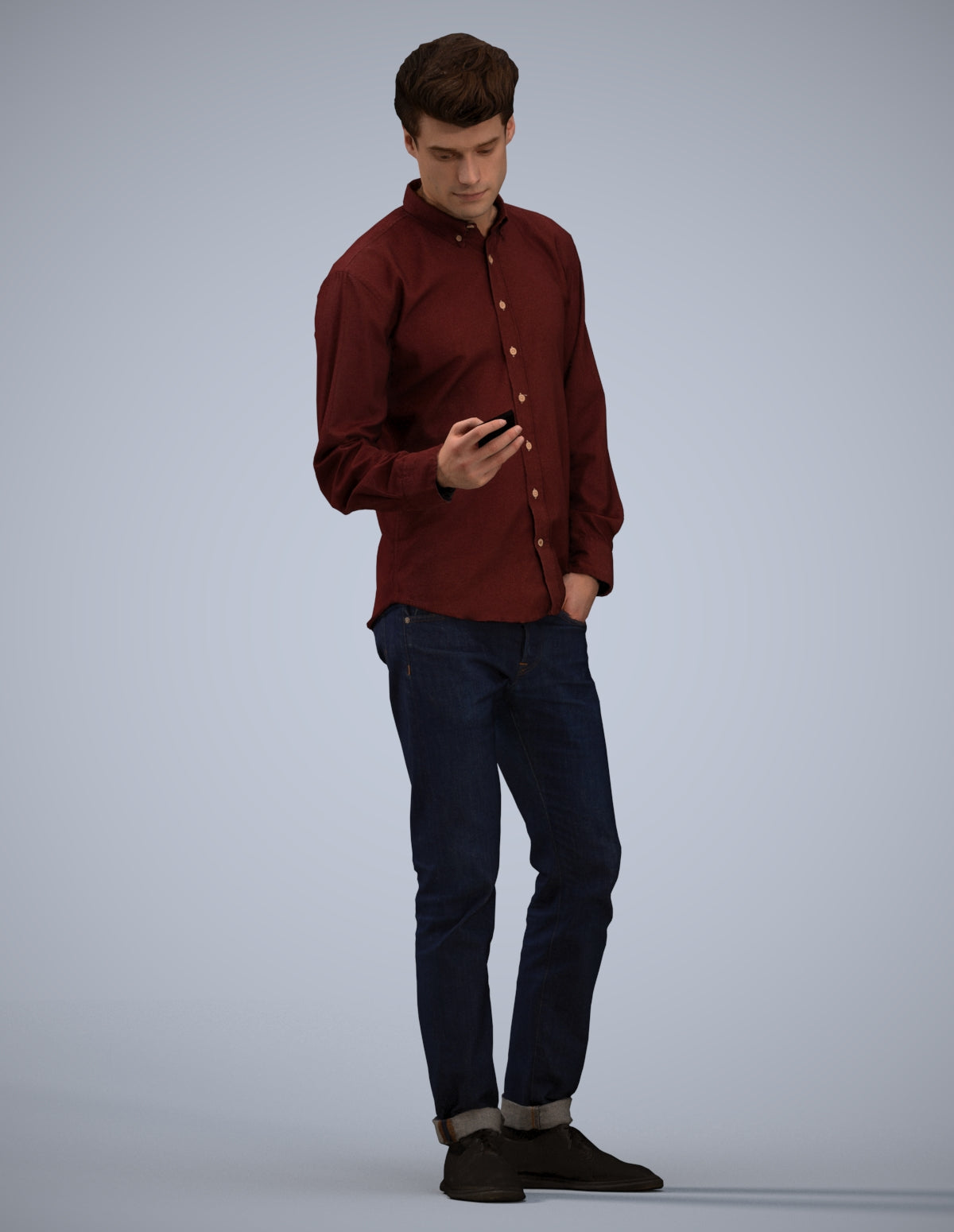 realistic 3D people man casual standing, render-ready for V-Ray and Corona, FBX OBJ