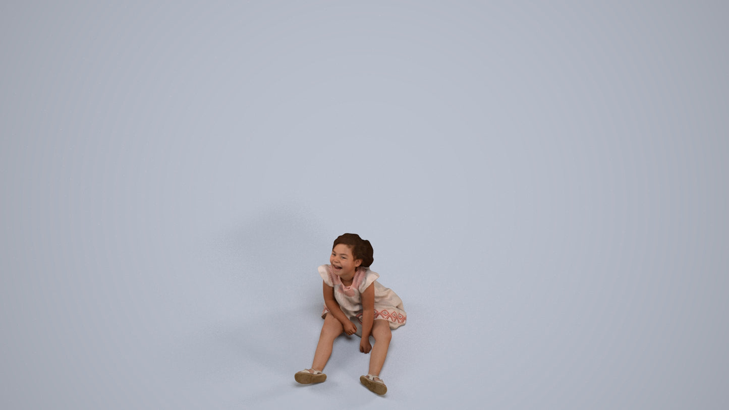 photogrammetry 3D girl casual kids, realistic human model archviz FBX, back view render