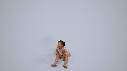 photogrammetry 3D girl casual kids, realistic human model archviz FBX, back view render