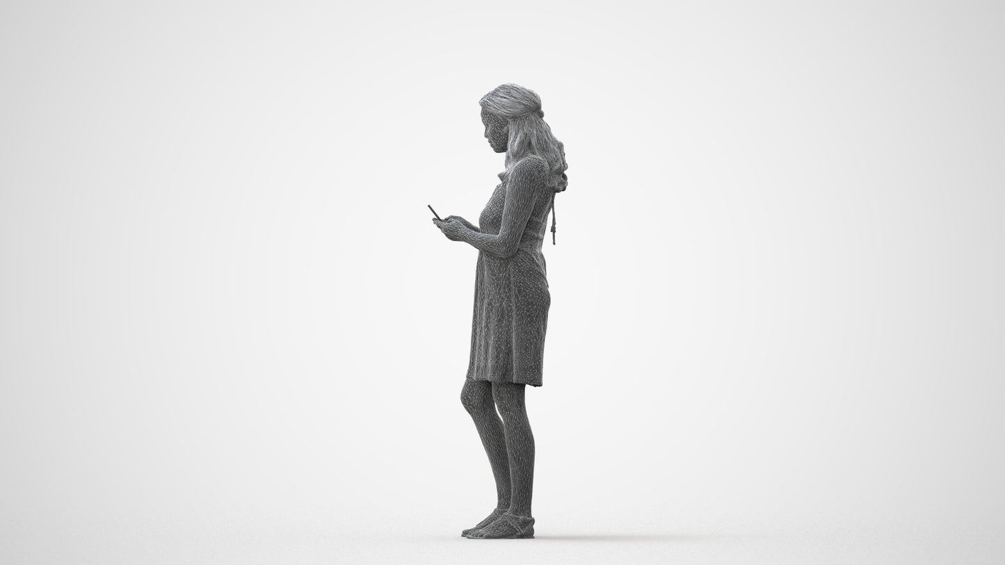 scanned 3D woman casual pool, photogrammetry people for Enscape and V-Ray, square thumbnail