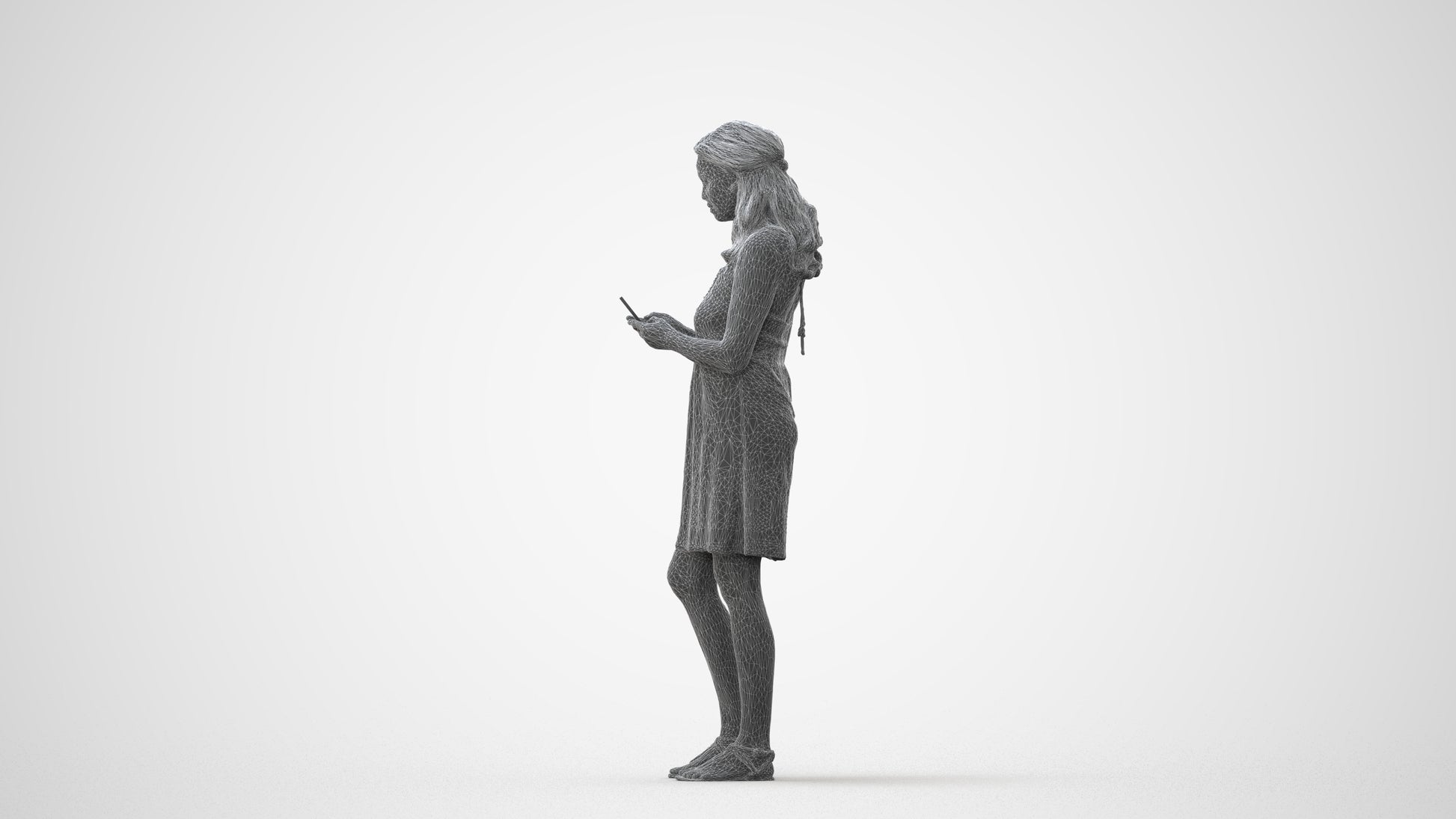 scanned 3D woman casual pool, photogrammetry people for Enscape and V-Ray, square thumbnail
