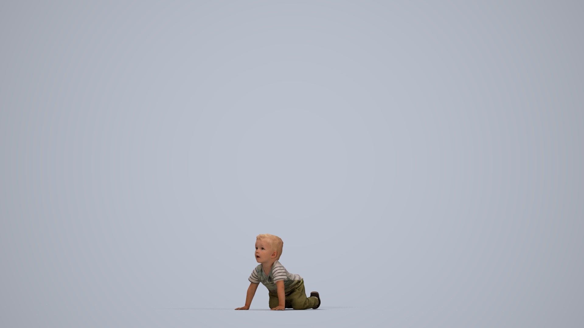 3D human model boy casual kids, photogrammetry scanned person for archviz, top-down view render