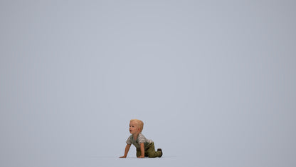 3D human model boy casual kids, photogrammetry scanned person for archviz, top-down view render
