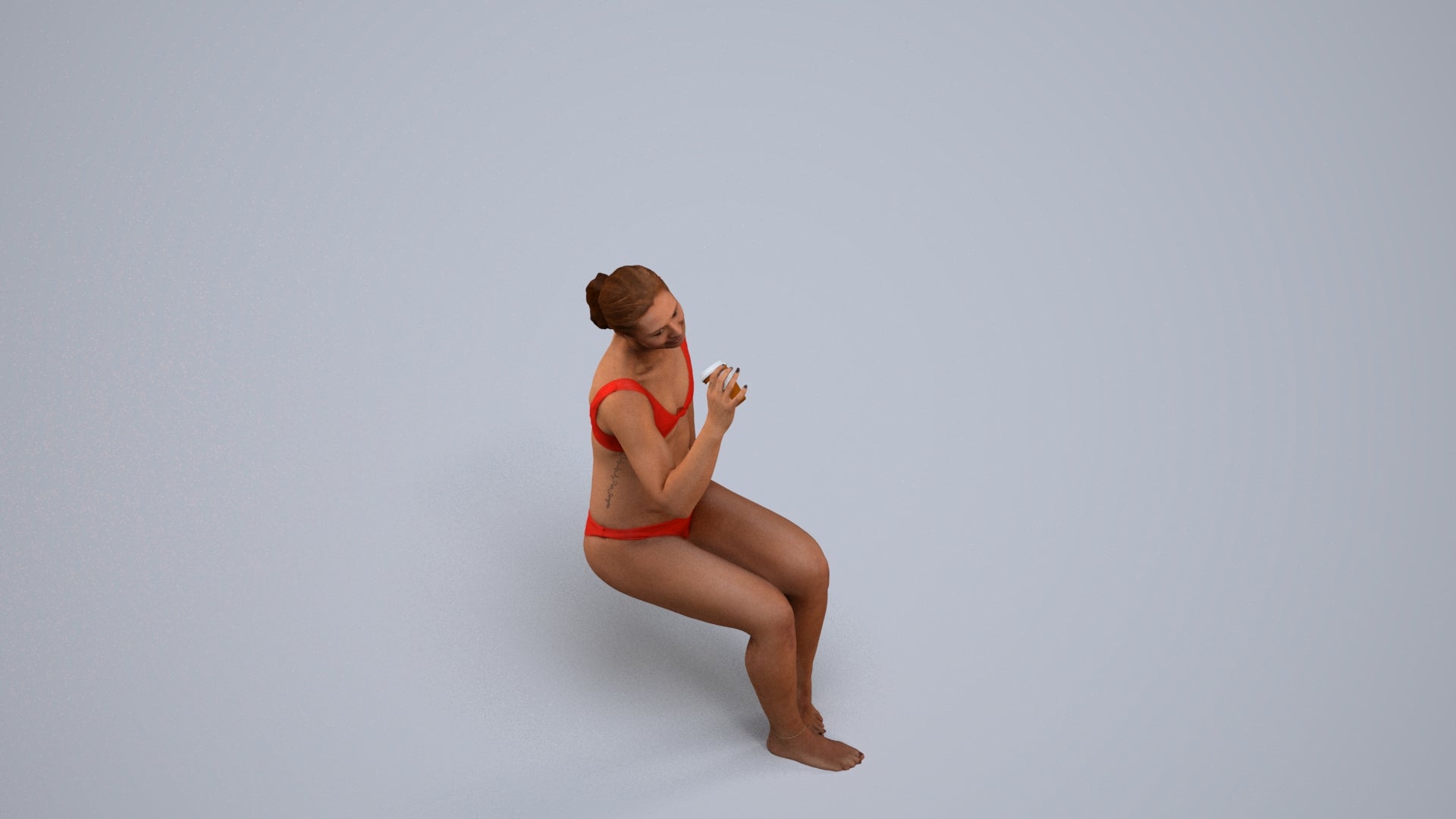 realistic 3D woman mix, scanned archviz people for Blender and 3ds Max, back view render