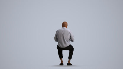 3D human model man business, photogrammetry scanned person for archviz, front view render
