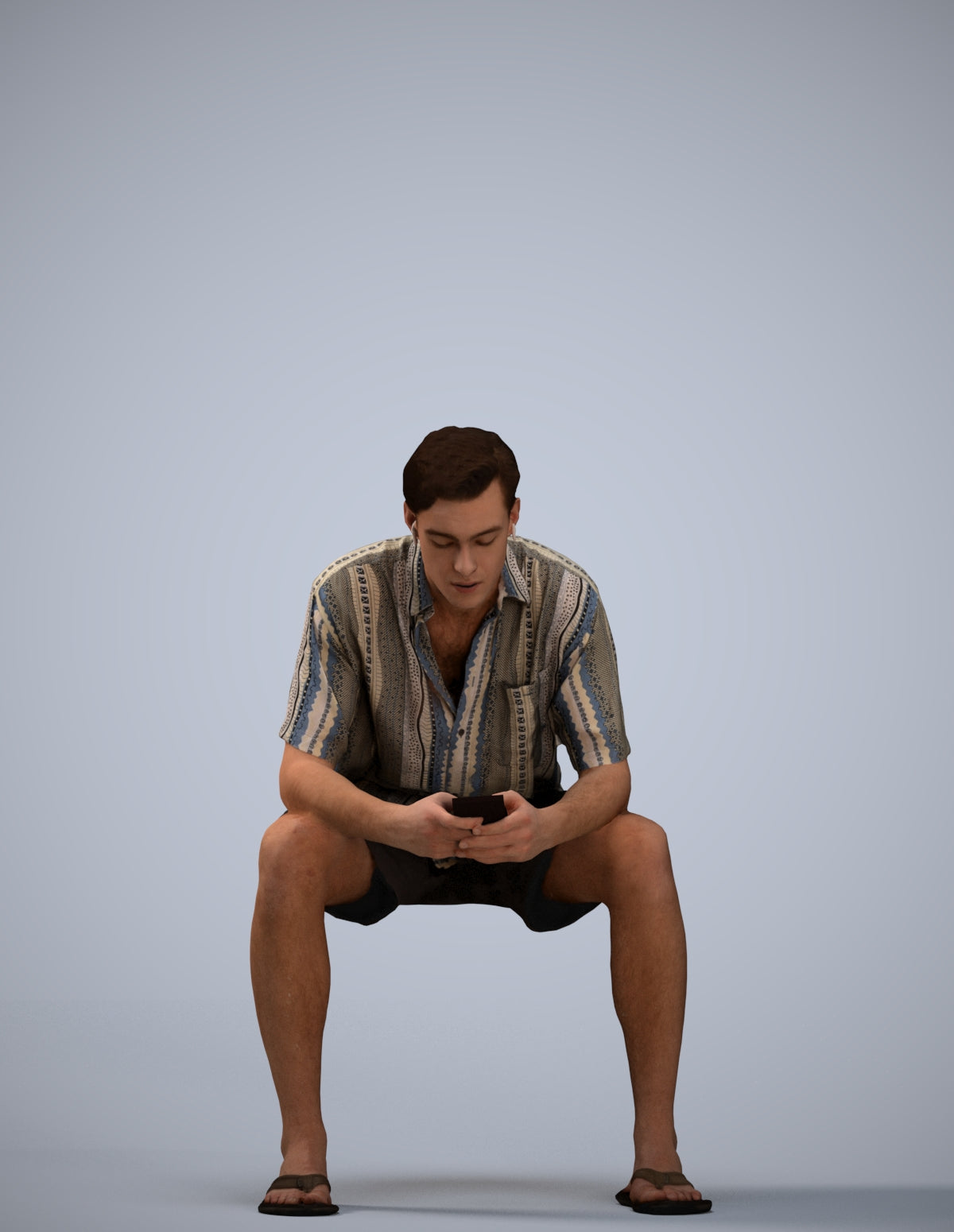 realistic 3D human man casual sitting, archviz people FBX OBJ for Blender