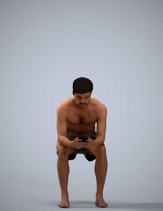 scanned 3D man pool, photogrammetry people for Enscape and V-Ray